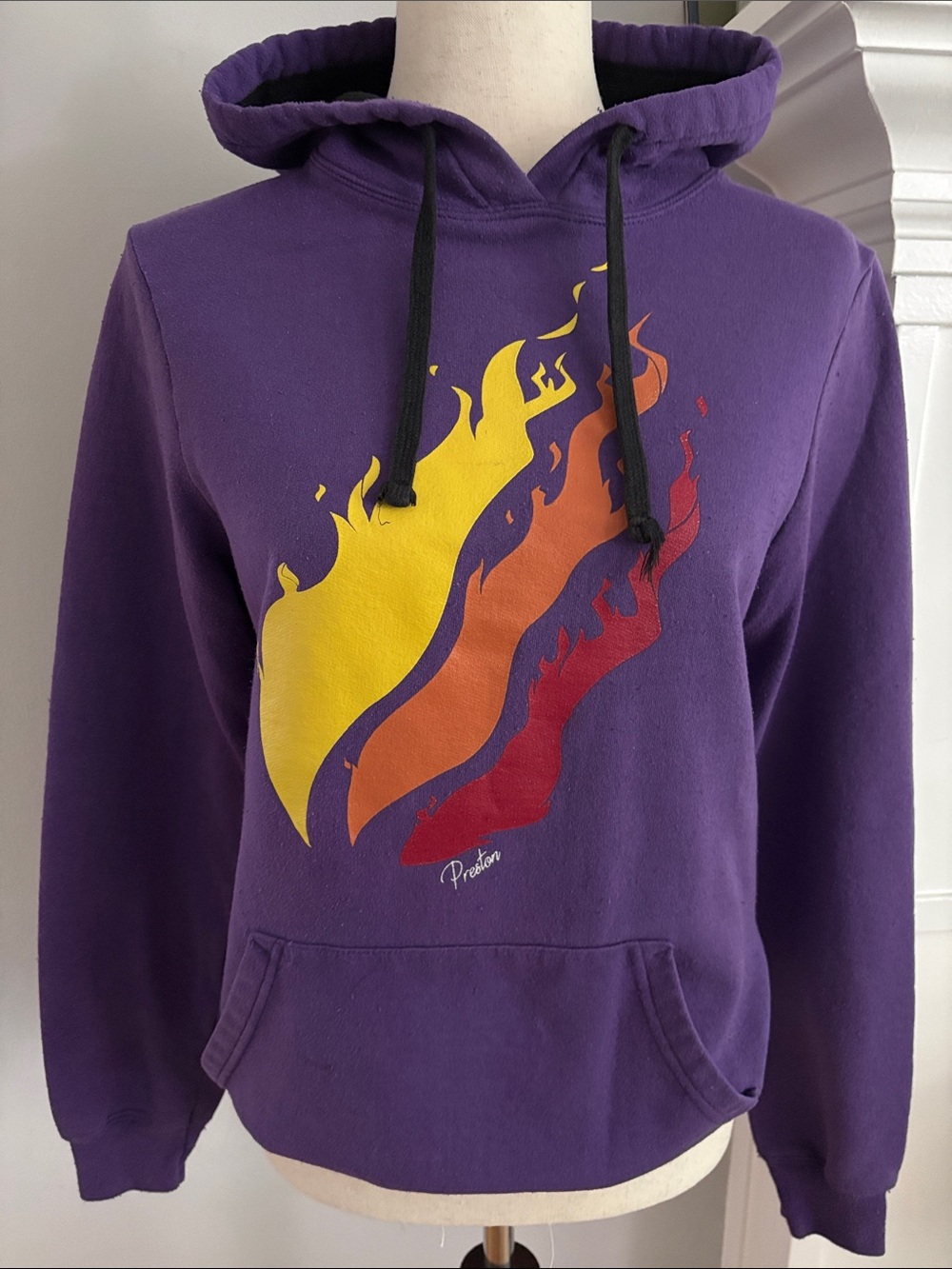 PRESTON PLAYZ Fire Merch Hoodie Purple with Flames Graphic Size XS